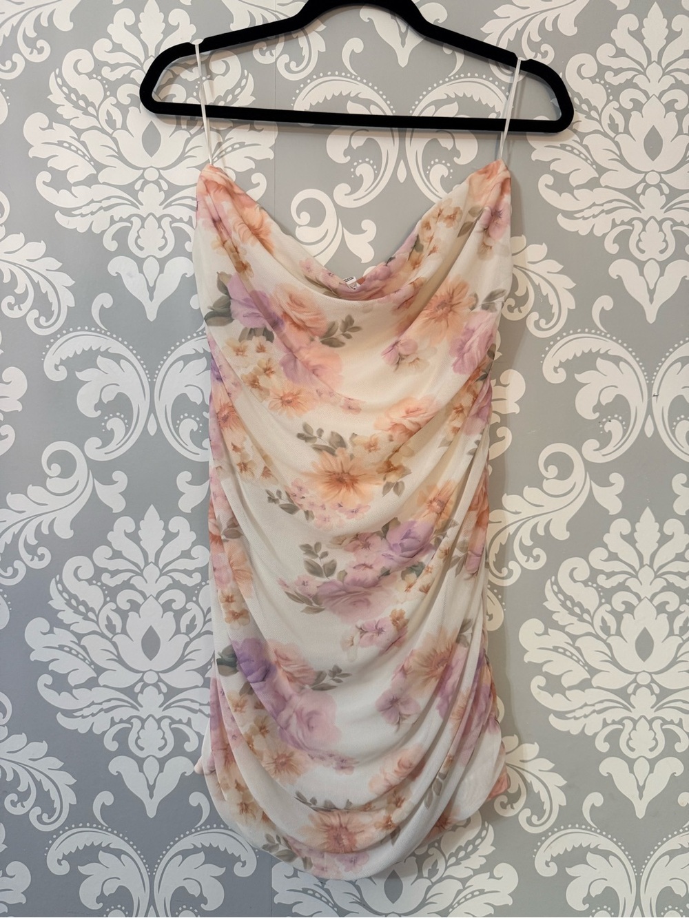🌿2/$25 • Garage Floral Draped Mesh Mini Dress